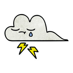 retro grunge texture cartoon thunder cloud