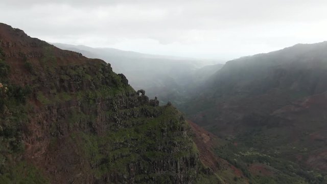 Aerial, view of Wamiea Canyon in Hawaiian state park
