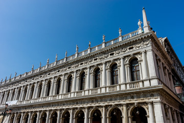 Italy, Venice, Biblioteca Marciana, a large stone building with Biblioteca Marciana in the background