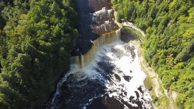 Aerial, Tahquamenon Falls in Michigan state park
