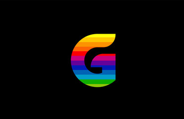 rainbow color colored colorful alphabet letter g logo icon design