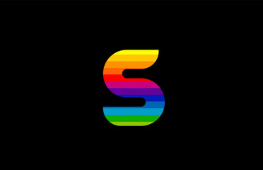 rainbow color colored colorful alphabet letter s logo icon design