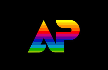 rainbow color colored colorful alphabet letter ap a p logo combination