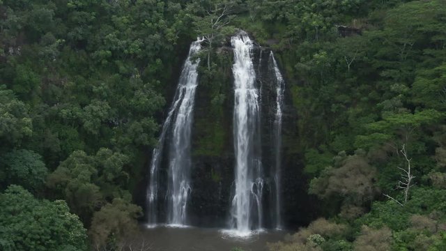 Aerial, Opakeaa Falls in Hawaiian state park