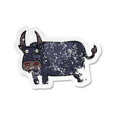 retro distressed sticker of a cartoon bull