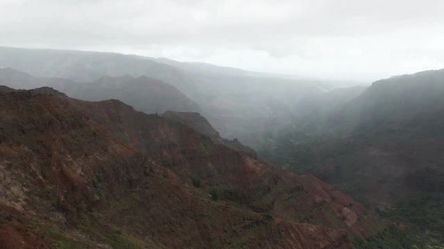 Wamiea Canyon in Hawaiian state park, aerial view