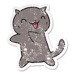 distressed sticker of a cartoon cat