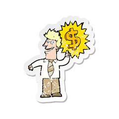 retro distressed sticker of a making money cartoon