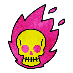 quirky hand drawn cartoon skull