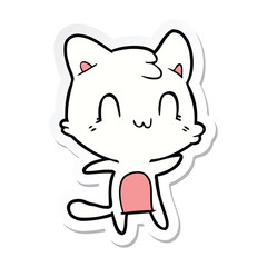 sticker of a cartoon happy cat