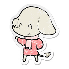 distressed sticker of a cute cartoon elephant