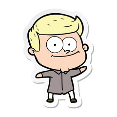 sticker of a cartoon happy man
