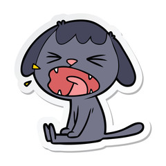 sticker of a cute cartoon dog barking