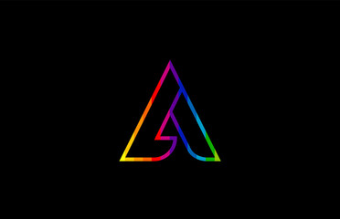 rainbow color colored colorful alphabet letter a logo icon design