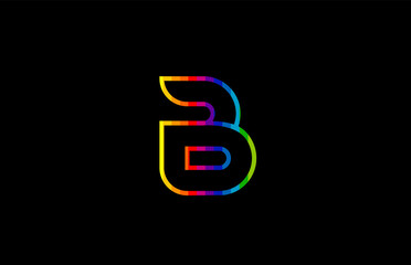 rainbow color colored colorful alphabet letter b logo icon design