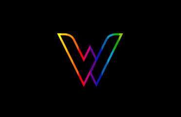 rainbow color colored colorful alphabet letter w logo icon design