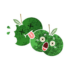 retro illustration style cartoon apples