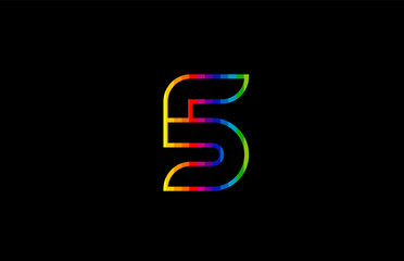 Obraz premium rainbow color colored colorful number 5 logo icon design