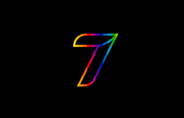 rainbow color colored colorful number 7 logo icon design
