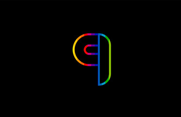 rainbow color colored colorful number 9 logo icon design