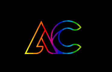 rainbow color colored colorful alphabet letter ac a c logo combination