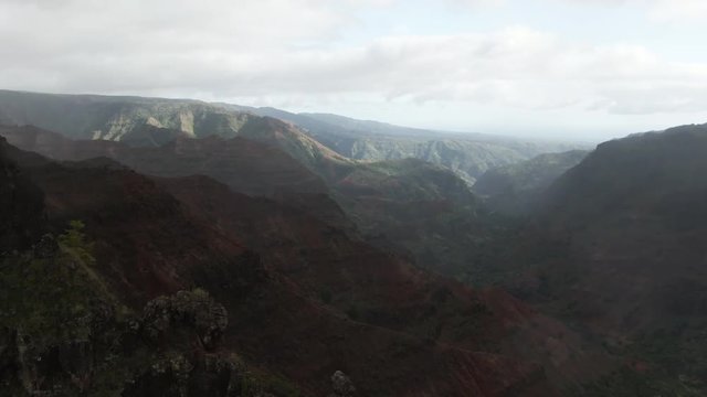 Aerial, Wamiea Canyon State Park in Hawaii