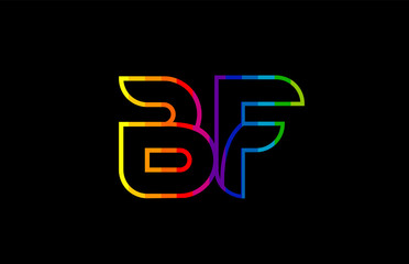 Fototapeta premium rainbow color colored colorful alphabet letter bf b f logo combination