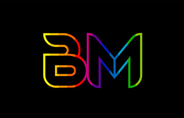 rainbow color colored colorful alphabet letter bm b m logo combination