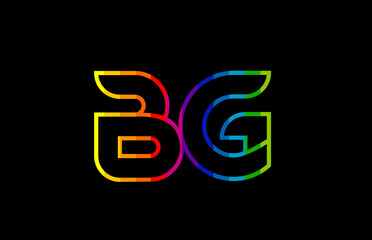 rainbow color colored colorful alphabet letter bg b g logo combination