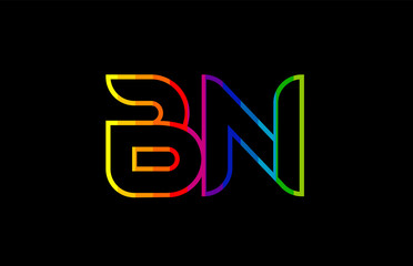rainbow color colored colorful alphabet letter bn b n logo combination