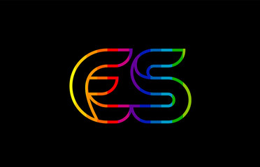 rainbow color colored colorful alphabet letter es e s logo combination