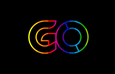 Fototapeta premium rainbow color colored colorful alphabet letter go g o logo combination