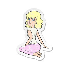 Fototapeta na wymiar retro distressed sticker of a cartoon pretty woman