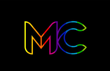 rainbow color colored colorful alphabet letter mc m c logo combination