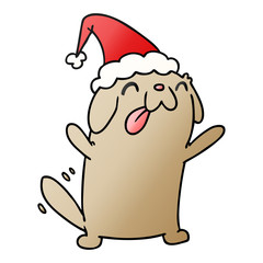 christmas gradient cartoon of kawaii dog