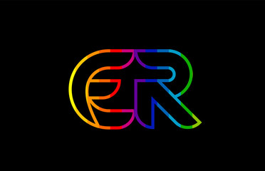 rainbow color colored colorful alphabet letter er e r logo combination