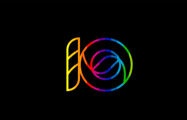 rainbow color colored colorful number 10 logo icon design