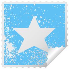 distressed square peeling sticker symbol gold star