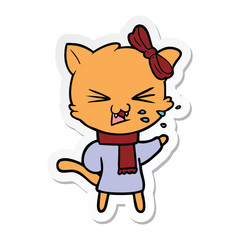 sticker of a cartoon cat