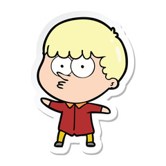 sticker of a cartoon curious boy