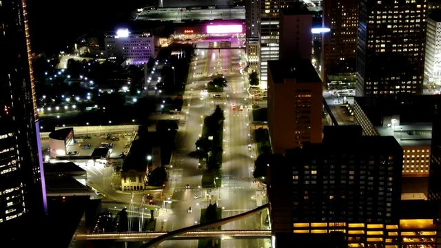Detroit, Michigan at night, aerial timelapse
