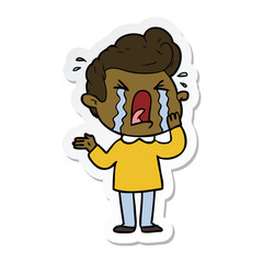 sticker of a cartoon crying man