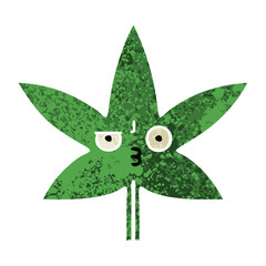 retro illustration style cartoon marijuana leaf