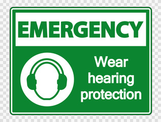 Emergency Wear hearing protection on transparent background