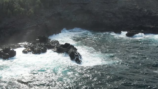 View of waves on shoreline in Lahaina, Hawaii, aerial
