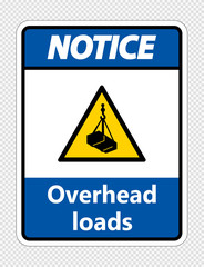 Notice overhead loads Sign on transparent background