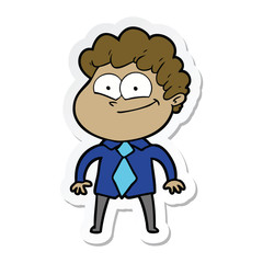 sticker of a cartoon happy man