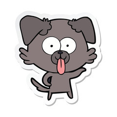 sticker of a cartoon dog with tongue sticking out