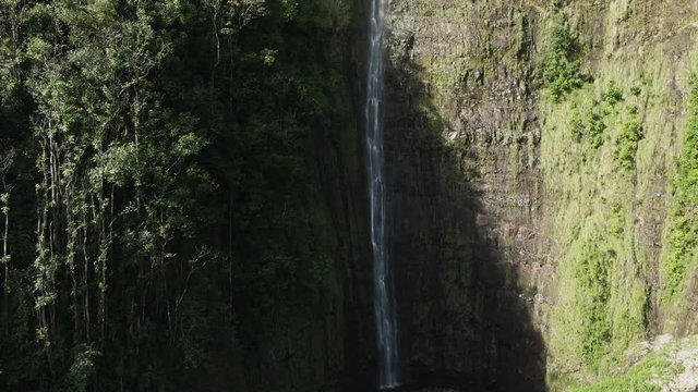 Aerial, Waimoku Falls in Hawaii