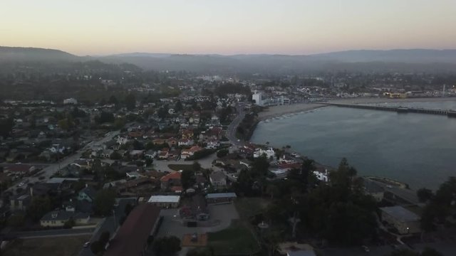 Wide aerial, view of Santa Cruz, California